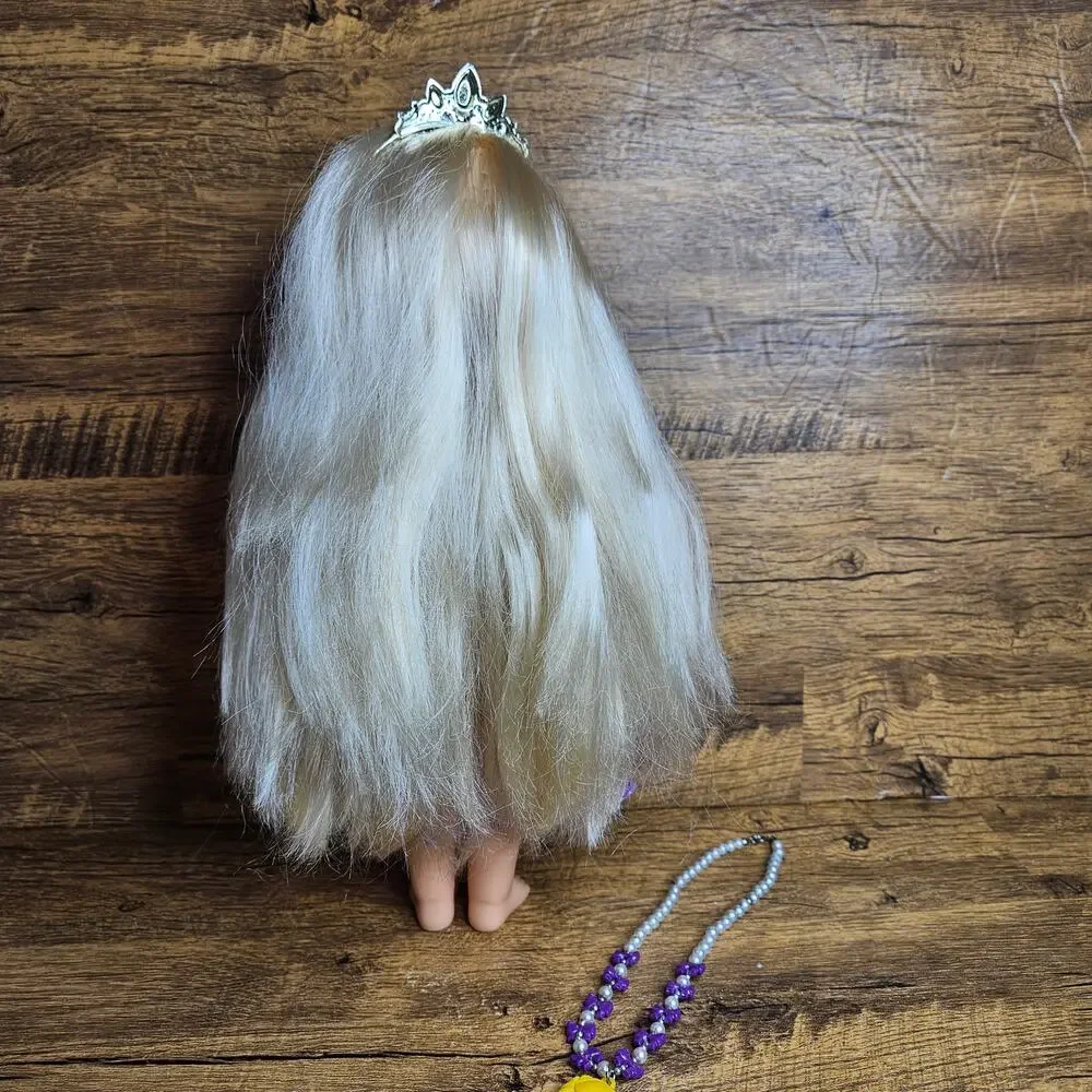 Disney Princess My Friends Rapunzel Doll  White Purple Necklace